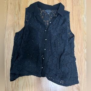 INC International Concepts Black Boxy Button Down Shirt